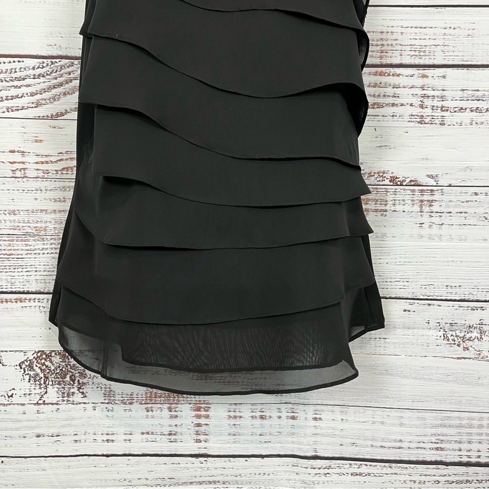 Coldwater Creek Black Tier Ruffle Sleeveless Blouse - Picture 3 of 12